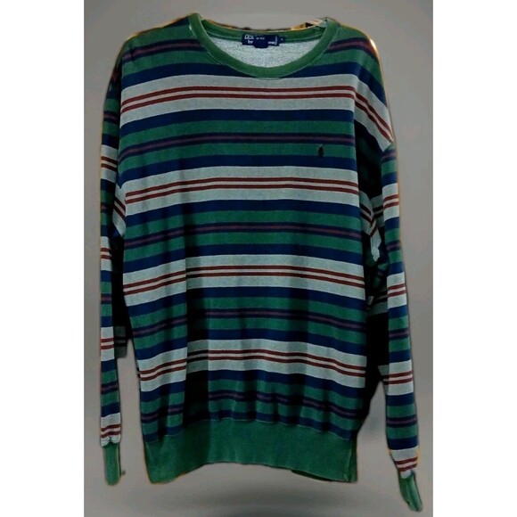Polo Ralph Lauren Vintage Stripe Crewneck Sweater Men’s Large Ivy Prep Old Money - Picture 1 of 8